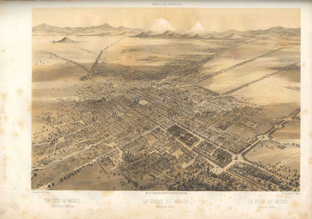 Grabado del siglo XIX del Valle de México.
