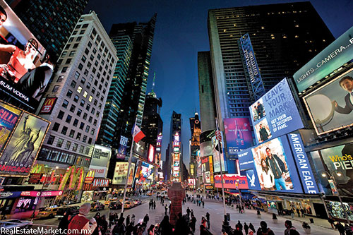 Times Square en Nueva York tuvo un incremento del 9.5% en la renta anual.