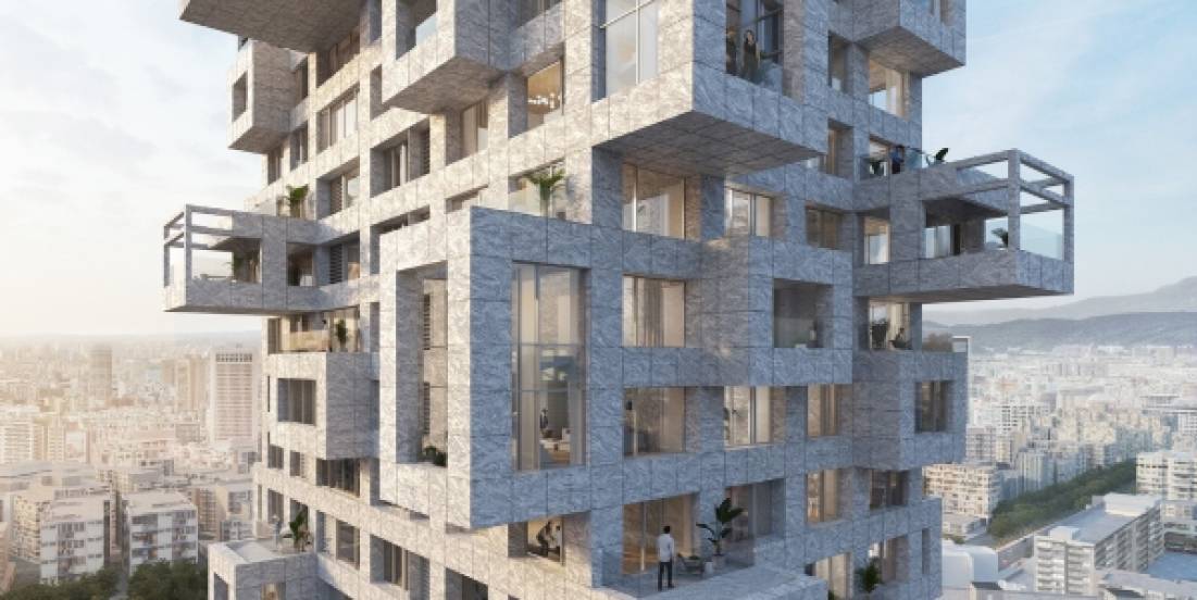 MVRDV diseña torre en Taipéi con volúmenes de mármol salientes