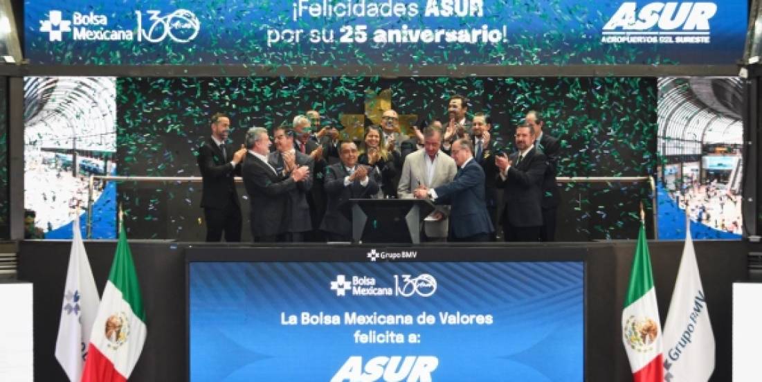 ASUR celebra 25 años en la BMV y reafirma importancia del mercado bursátil
