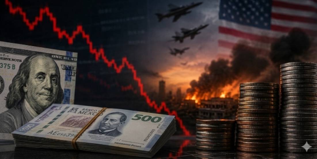 Peso cae frente al dólar por tensión en Medio Oriente y alza en tasas de EU
