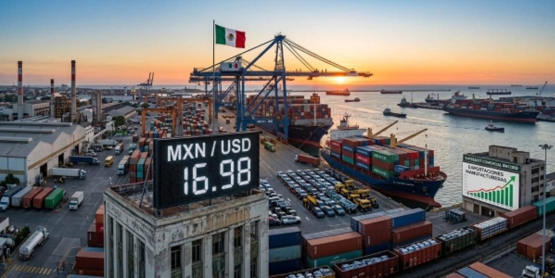 Peso cae a 16.98 por dólar; exportaciones de México crecen 43.7% en julio