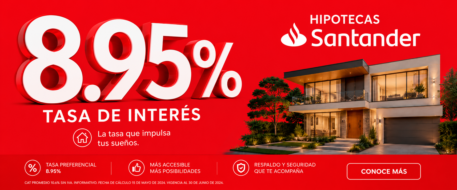 Hipotecas Santander 8.95% tasa de interés